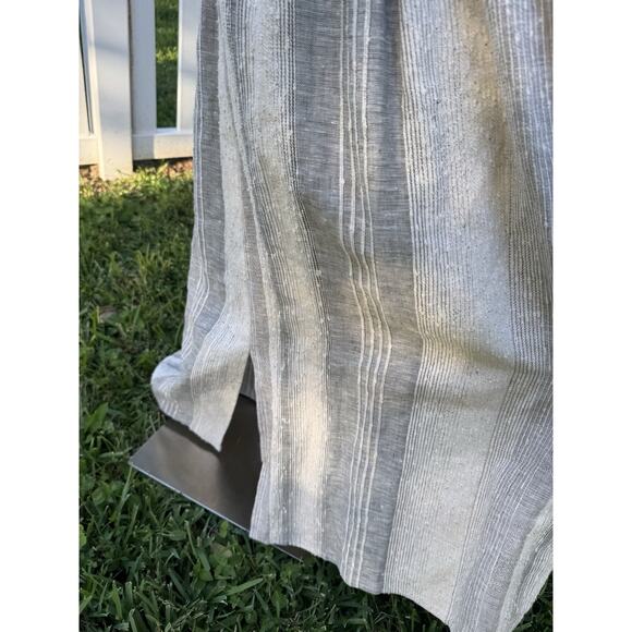 Vintage 70s Style Nur Trocken Reinigen 100% Linen Maxi Prairie Dress Boho Large - Picture 15 of 16